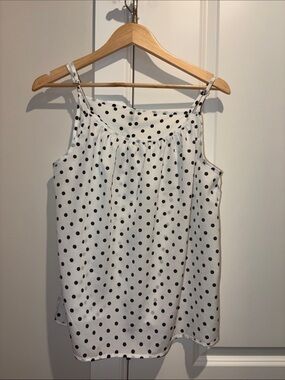 Polka Dot Spaghetti Strap Tank Top - White/Black